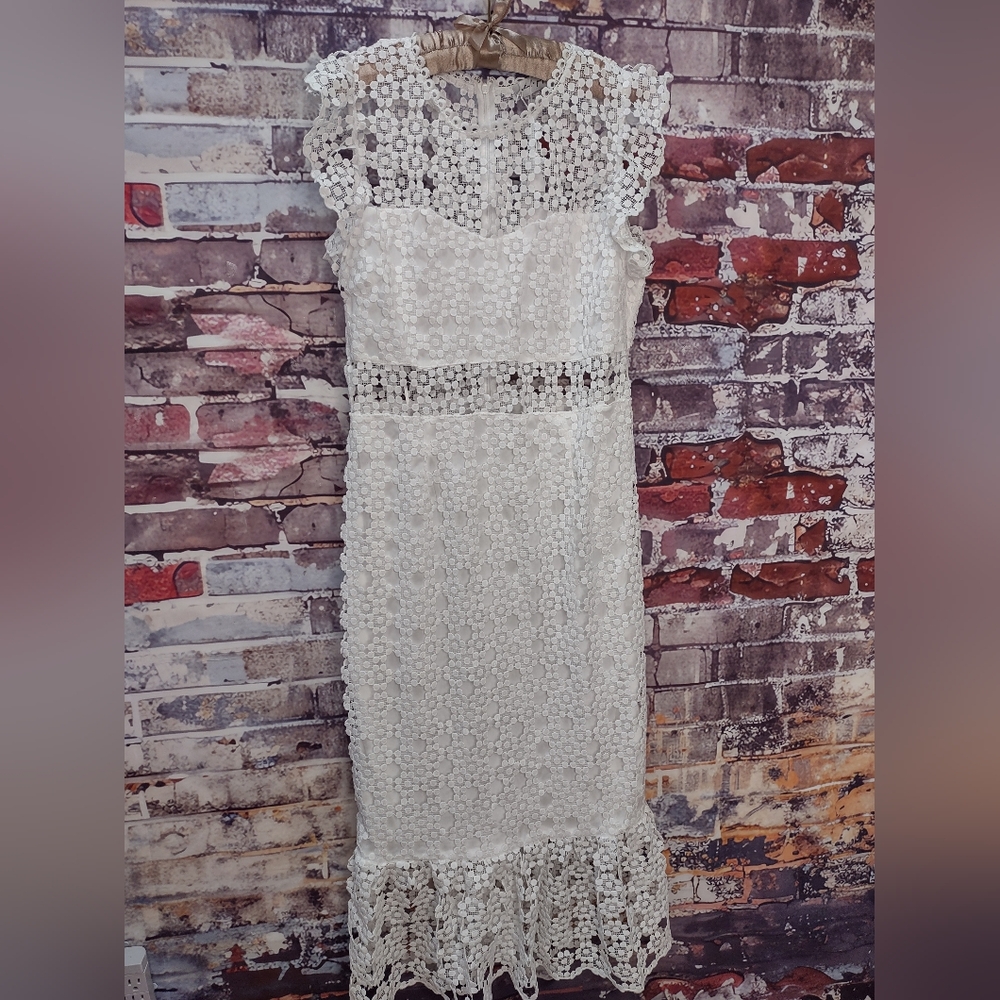 Petal & Pup White Crochet Midi Dress - Picture 7 of 13